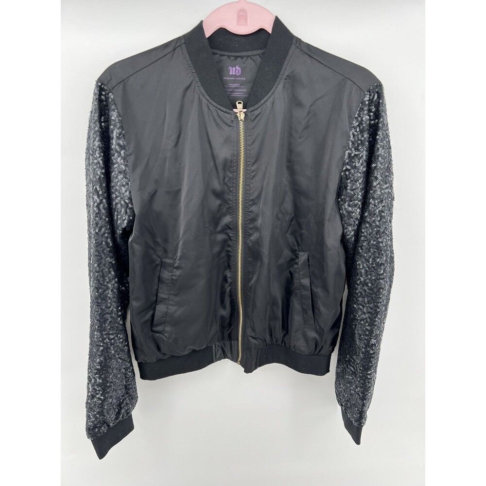 Urban Decay Black Sequin Sleeves Bomber Jacket Beauty With An Edge/ Size M/ NEW